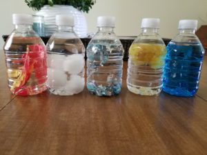 Sensory bottles created during our weather activities this week! 