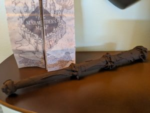 Halloween house tour - Harry Potter wand and map