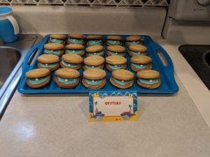 The oyster cookies for Little Man's baby shark party!